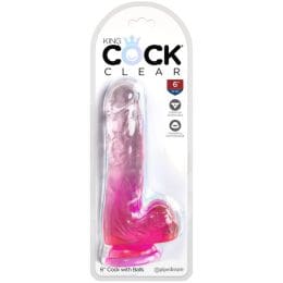 KING COCK - CLEAR REALISTIC PENIS WITH BALLS 13.5 CM PINK 2